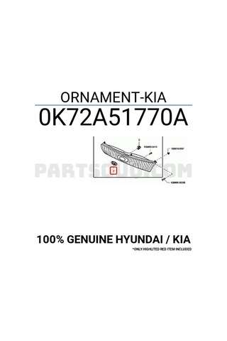 KIA PREGIO ÖN PANJUR KIA LOGOSU 1996-97 0K72A51770A