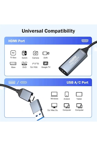 Markofist Hdmı Video Capture Card Konsol Ve Kamera İçin 1080p Bilgisayar & Mobil Cihaz Kayıt Adaptörü