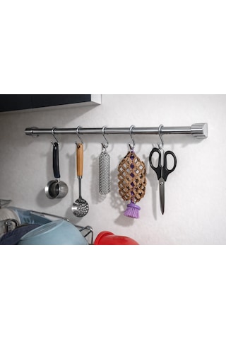 Paslanmaz Çelik Krom Kaplama Banyo , Mutfak , Çok Amaçlı Askılık 30 Cm Gri