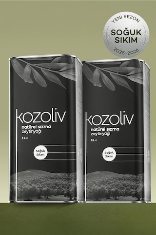 Kozoliv Soğuk Sıkım Naturel Sızma Zeytinyağı Teneke 2 x 5 L