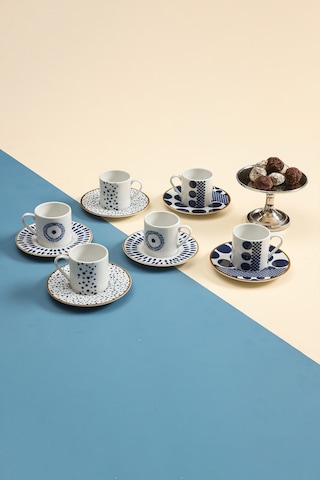 Porland Spotty 6 Kişilik 12 Parça Kahve Fincan Takımı 04ppo000441