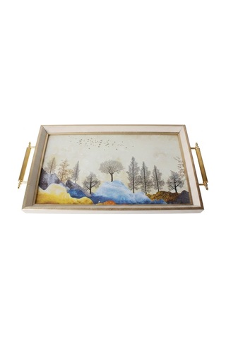 1025 Krem Tepsi 50x31x4 Cm Çok Renkli