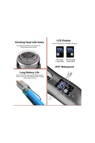 Moveevo Elektrikli Ayak Nasır Temizleme Seti Taşınabilir Ayak Törpüsü Pedikür Aletleri 3 Öğütme Başlığı 2 Hızlı Ipx7