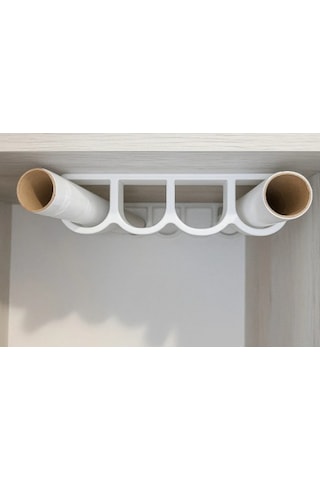 Mutfak Rulo Tutucu 4 Gözlü Pişirme Kağıdı - Alüminyum Folyo Vs Rulolarınızı Düzenler 1 Adet Beyaz