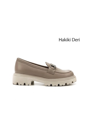 Gönderi(R) Gönderi R Kadın Bej Kalın Topuklu Tokalı Hakiki Deri Loafer Ayakkabı Gdza13424352 Bej