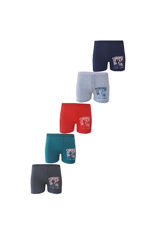 Hepsine Rakip 5li Erkek Çocuk Boxer Renkli Desenli Eğlenceli Rahat Çok Renkli