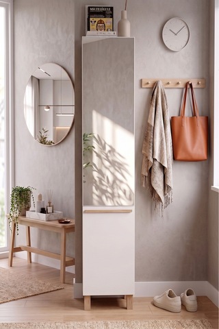 Yurudesign Lusso Aynalı Ayakkabılık Çok Amaçlı Dolap 2 Kapaklı 8 Raflı Ahşap Ayaklı Sepet-beyaz Lu3-sw