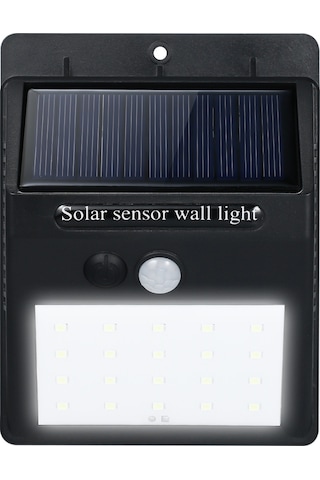 Ranyeek Solar Güneş Panelli Pır Hareket Sensörlü Led Duvar Lambası - 20 Led 6000k Beyaz Işık, Ip65 Su Geçirmez, Bahçe/ev Cephesi Aydınlatması 2 Farklı Tasarımdan Rastgele Gönderilir Siyah