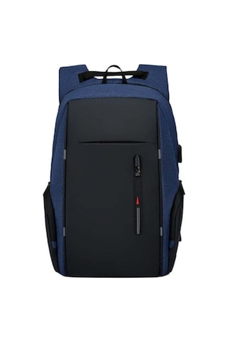 Vkemall Usb Özellikli Büyük Kapasiteli Çift Omuzlu Çanta - Mavi MAVİ