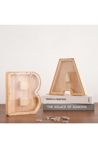 26 Alfabe Kumbara Madeni Para Kumbara Ahşap Harf Tasarruf Kutusu Masaüstü Süsü Ev Dekorasyonu El Sanatları Çocuklar İçin