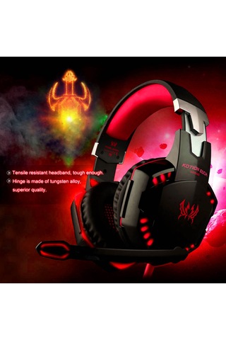 Ximistore9 Kotıon Each G2000 Oyun Kulaklığı - 3.5mm Bağlantı, Ses Yalıtımı Mikrofon, Surround Stereo, Ps4/xbox/pc Uyumlu, Kırmızı Led Işıklı