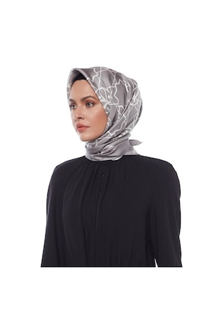 İpekevi Twill İpek Eşarp - Seljuk Monogram - Gri - Gri
