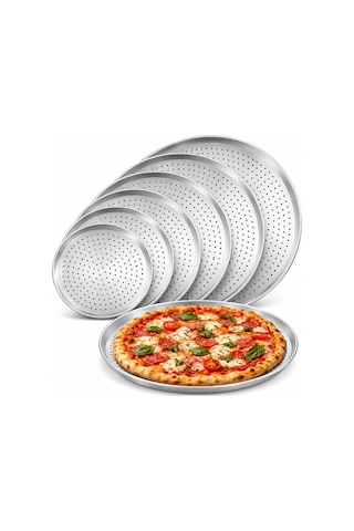 Fida Pizza Tavası Delikli Profesyonel 26 Cm Gümüş