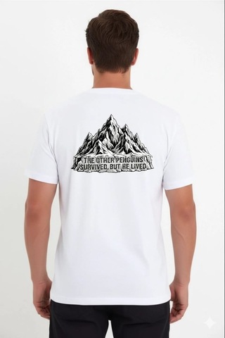 Vexor Erkek T-shirt Nihilist Penguen Baskılı Bisiklet Yaka Kısa Kol Yazlık Tişört - Beyaz Çok Renkli
