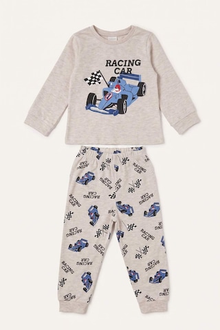 Defacto Baskılı Uzun Kollu Pijama Üstü Esnek Belli Uzun Pijama Altı 2li Pijama Takımı Erkek Bebek I1284a526aubg114 Bej-bg114