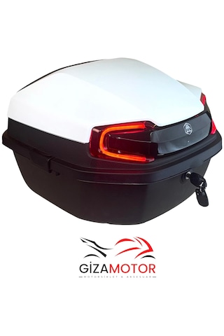 Işıklı + Sırt Dayamalı 33 Litre Motosiklet Çantası Beyaz