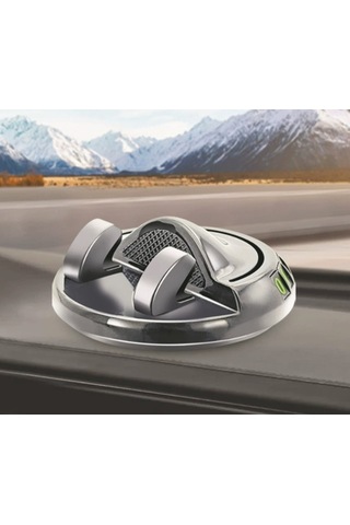 360 Dönebilen Yapışkanlı Numaratörlü Araç Telefon Tutucu Siyah