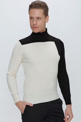Efor Tr 842 Slim Fit Ekru Klasik Triko Ekru