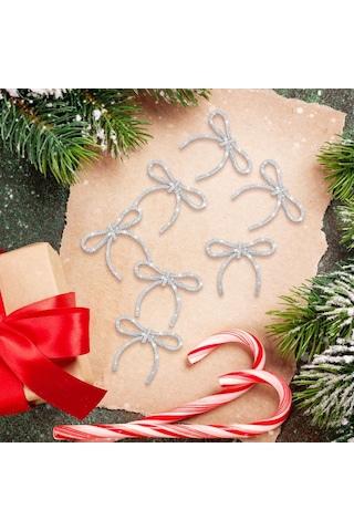 Geeksen Beyaz Bow Şekilli Parlak Noel Ağaçları Süsü, 12 Adet, Klipsli Montaj, Noel Atmosferi, Dayanıklı Ve Taşınabilir