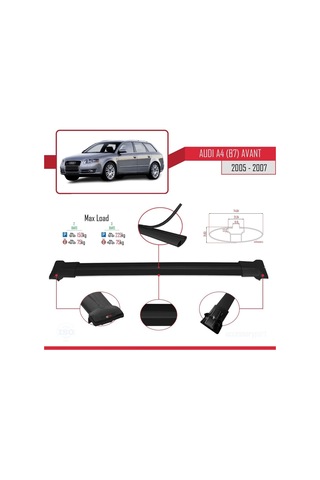 Audi A4 B7 Avant 2005-2007 Arası İle Uyumlu Fly Model Ara Atkı Tavan Barı Siyah