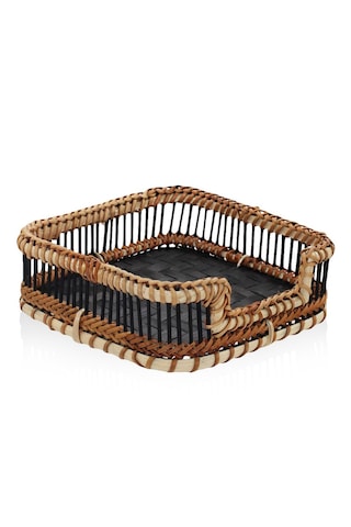 The Mia Bambu Peçetelik Siyah 18x4x6 Cm Dkr0598