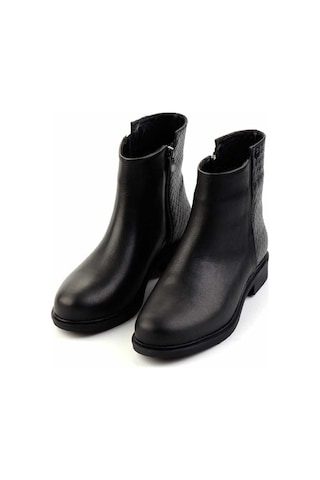 Siyah Siyah Hakiki Deri Kadın Bot & Bootie K02586307003 Siyah