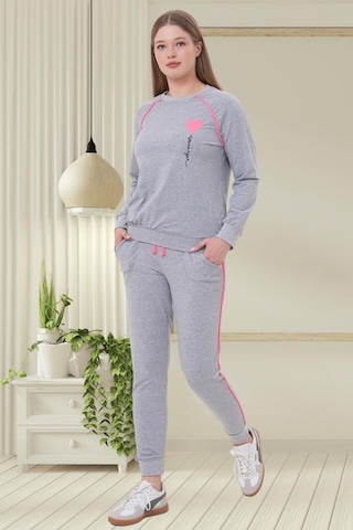 Mecit Pijama Mecit 6200 Bayan Gri Spor Uzun Kollu Pijama Takımı Gri