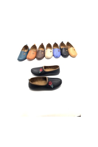 Derilax Hakiki Deri Hac Umre Tavaf Patiği Ve Ev Ayakkabısı Siyah Kırmızı Kırmızı - Siyah