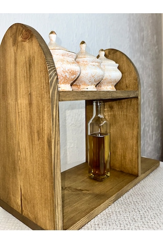 Doğal Ahşap Mutfak-banyo Rafı Tezgah Üstü Düzenleyici Baharatlık