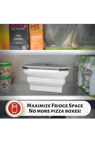 Padalink Yiyecek Grade Silikon Katlanabilir Pizza Depolama Kutusu - 5 Isıtma Tepsili, Mikrodalga & Bulaşık Makinesine Uygun, Leak-proof Beyaz Beyaz