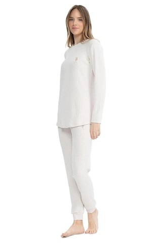 U.s. Polo Assn. Kadın Fitilli Yuvarlak Yaka Pijama Takımı Bej
