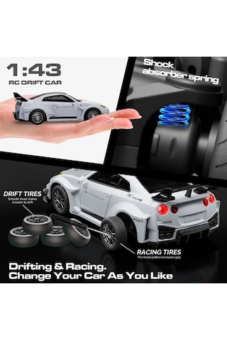 Uzaktan Kumandalı 1:43 Metal Drift Araba 15 Km/h Hız 2.4ghz Kumanda Şarjlı Rc Yarış Arabası