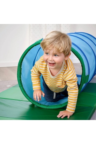 Çocuk Oyun Tüneli, Mavi-yeşil Renk 126 Cm,katlanabilir Çocuk Oyun Aktivitesi Katlanır Oyun Tüneli