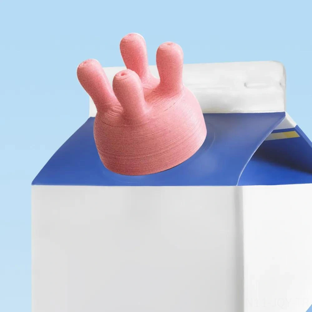 Youmex Eğlenceli Süt Fişek Kapağı, 3d Baskı Malzeme İle Yapılmış, Süt Dökülmesini Önleyen, Kolay Dökme Fonksiyonu, Çeşitli Süt Kabınlarına Uyumlu Pembe