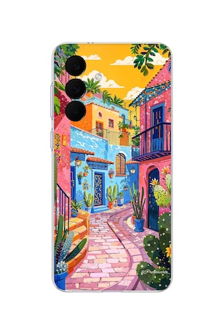 Samsung Galaxy A37 Uyumlu Renkli Sanat Sokak Silikon Kılıf Baskılı Silikon Kılıf