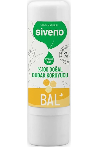 Siveno %100 Doğal Dudak Koruyucu Bal Bitkisel Lip Balm Dudak Kremi Nemlendirici Parlatıcı Onarıcı 6 G