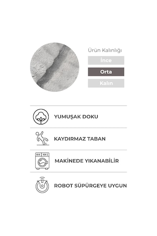 2 Li Peluş Bubble Banyo Paspas Seti 60x100+50x60 Cm Kaymaz Lateks Taban, Yumuşak Yüzey, Yıkanabilir Gri