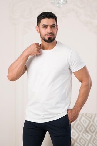 Paul Martin Bisiklet Yaka Önü Baskılı Pamuklu Basic Regular Fit T-shirt 001