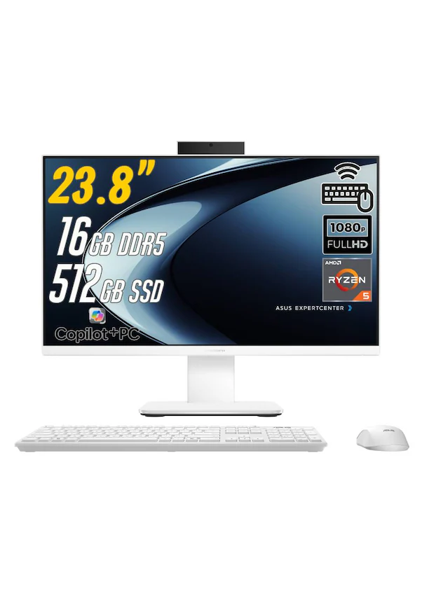 Asus Expertcenter P600 Aio PM640KA-AI516512W0D Ryzen Aı 5 16 GB 512 GB SSD 23.8" Dos AIO Masaüstü Bilgisayar