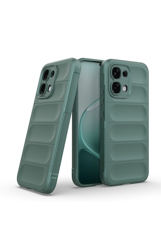 Oppo A6 Pro Kılıf Darbe Emici Kamera Korumalı Esnek Tpu Oyuklu Arka Yüzey Tasarımlı Zore Etnik Silikon Kapak Koyu Yeşil