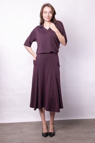 Kadın Yumşak Dokulu Esnek Kumaş V Yaka Yakalı Düşük Omuzlu Dirsek Boy Kollu Oversize Bluz-bordo Bordo