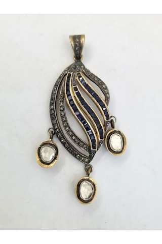 925 Gümüş Safir Elmas Kolye Ucu 307