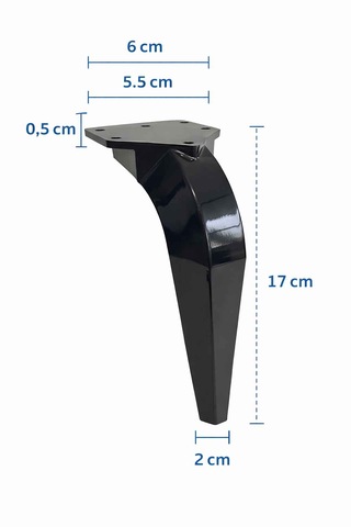 İmt Aksesuar Milano 17 Cm Siyah Mobilya Ayağı - Robot Süpürge Uyumlu Koltuk, Tv Ünitesi, Konsol,dolap Ayak Siyah