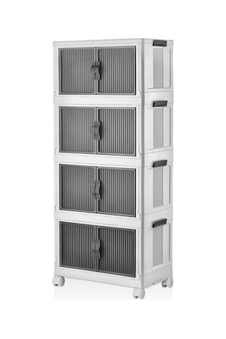 Katlanabilir Modüler Dolap 4 Lü 54 Cm X 31,7 Cm X 127 Cm, Beyaz Genel