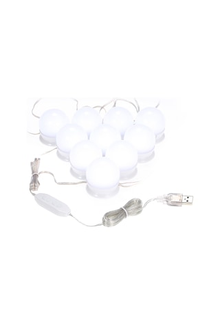 Singree 10'lu Dimmable Led Aydınlatma Seti - Makyaj Aynası Işıklı Zincir, 3 Renk Seçeneği, Kolay Kurulum, Göz Koruyucu Pc Kapak