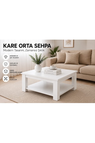 Kare Orta Sehpa Beyaz - Beyaz