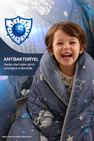 Formeya Tek Kişilik Çarşaflı Astronot Desenli Çift Taraflı Wellsoft Uyku Seti