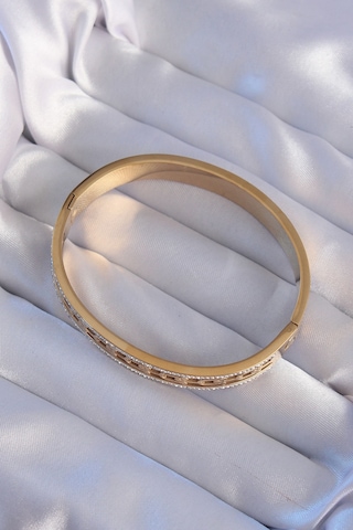 Ezoconcept 316l Çelik Gold Renk Zirkon Taşlı Tiffany Model Kelepçe Çok Renkli