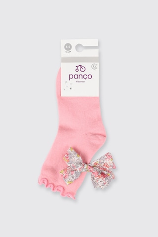 Panço Liberty Kumaş Soket Kurdela Detaylı Kız Bebek Çorap Pembe