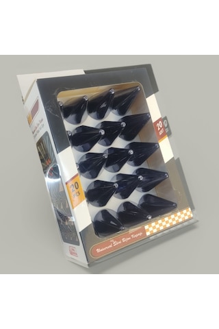 17mm Sivri Parlak Füme Bijon Kapağı 20li Set